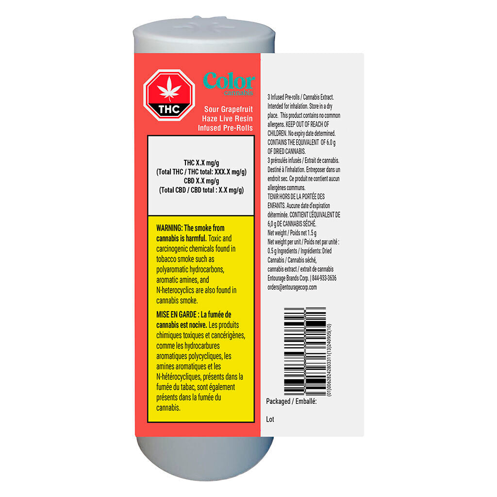 Sour Grapefruit Haze Live Resin Infused Pre-roll - 