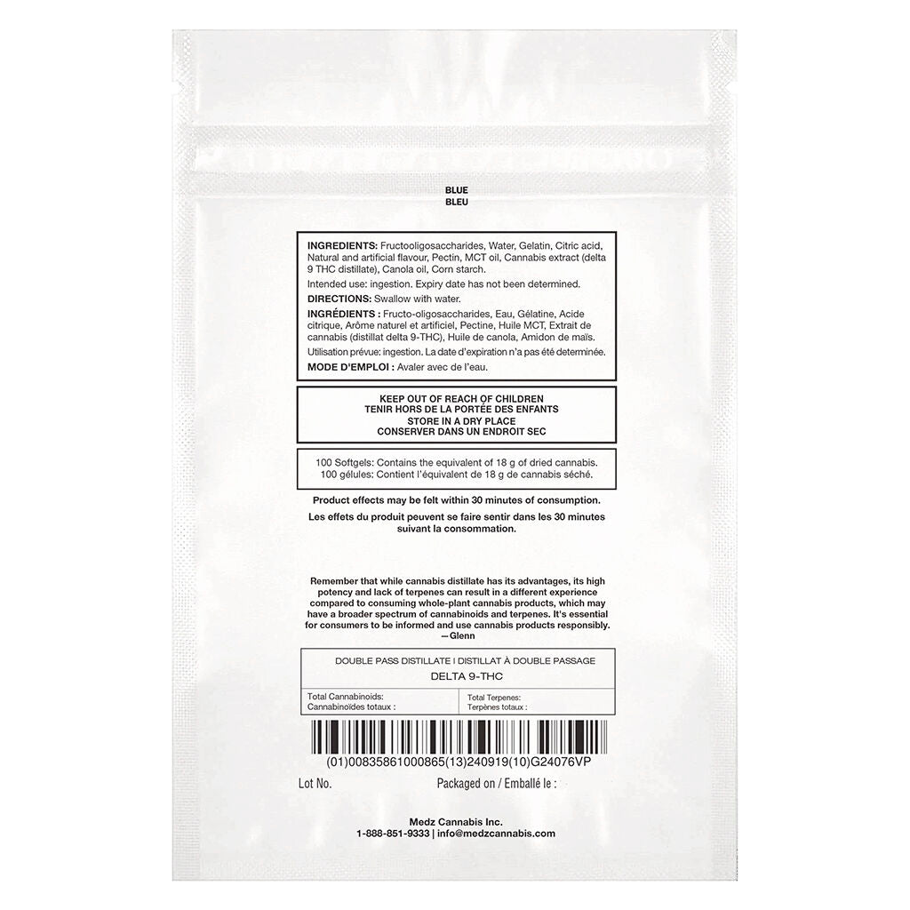 CAP pharma - 1000mg Delta 9 Distillate Softgels - Blue - 
