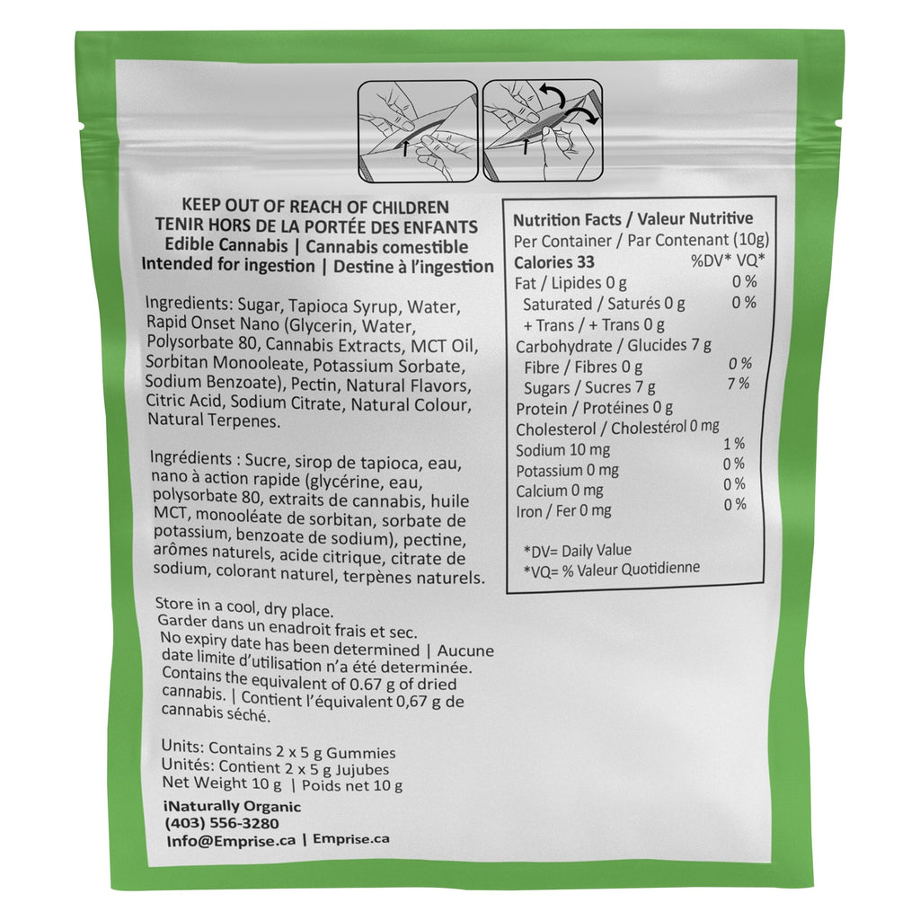Gélifiés Sour Green Apple 10 mg CBG + 10 mg THC - 