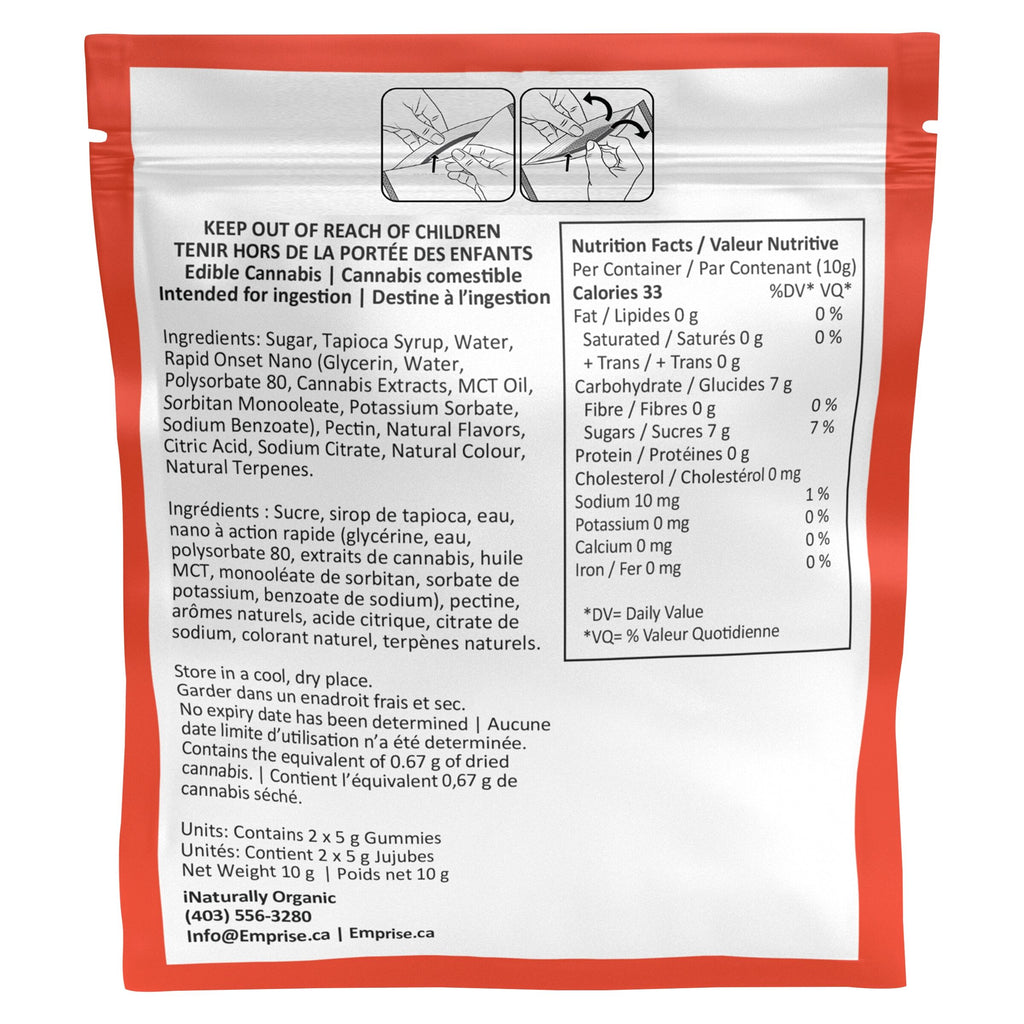Gélifiés Sour Strawberry Kiwi 5 mg CBN + 5 mg THC - 