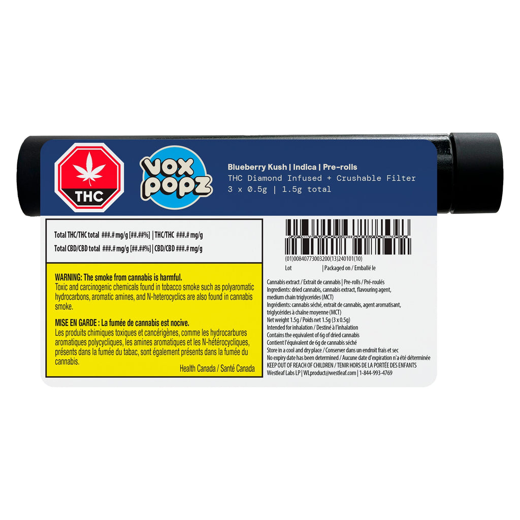Préroulé à écraser infusé de diamants Blueberry Kush - 