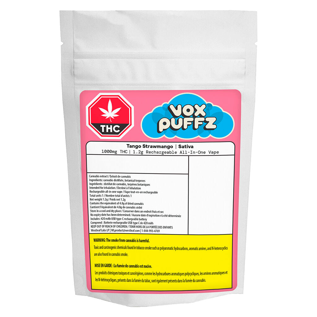 Vapoteuse rechargeable Tango Strawmango  tout-en-un 1000 mg - 