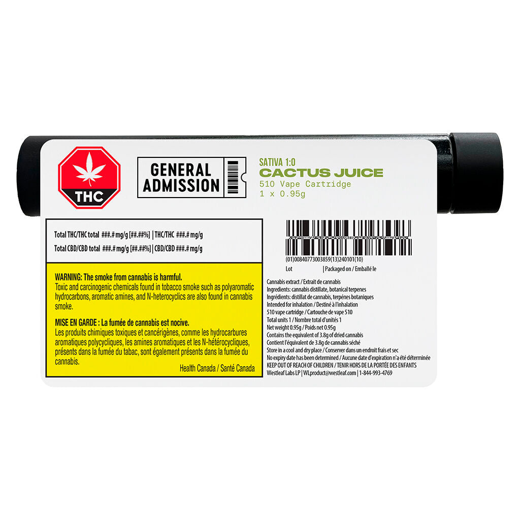 Cartouche à filetage 510  Cactus Juice Sativa (1:0) - 