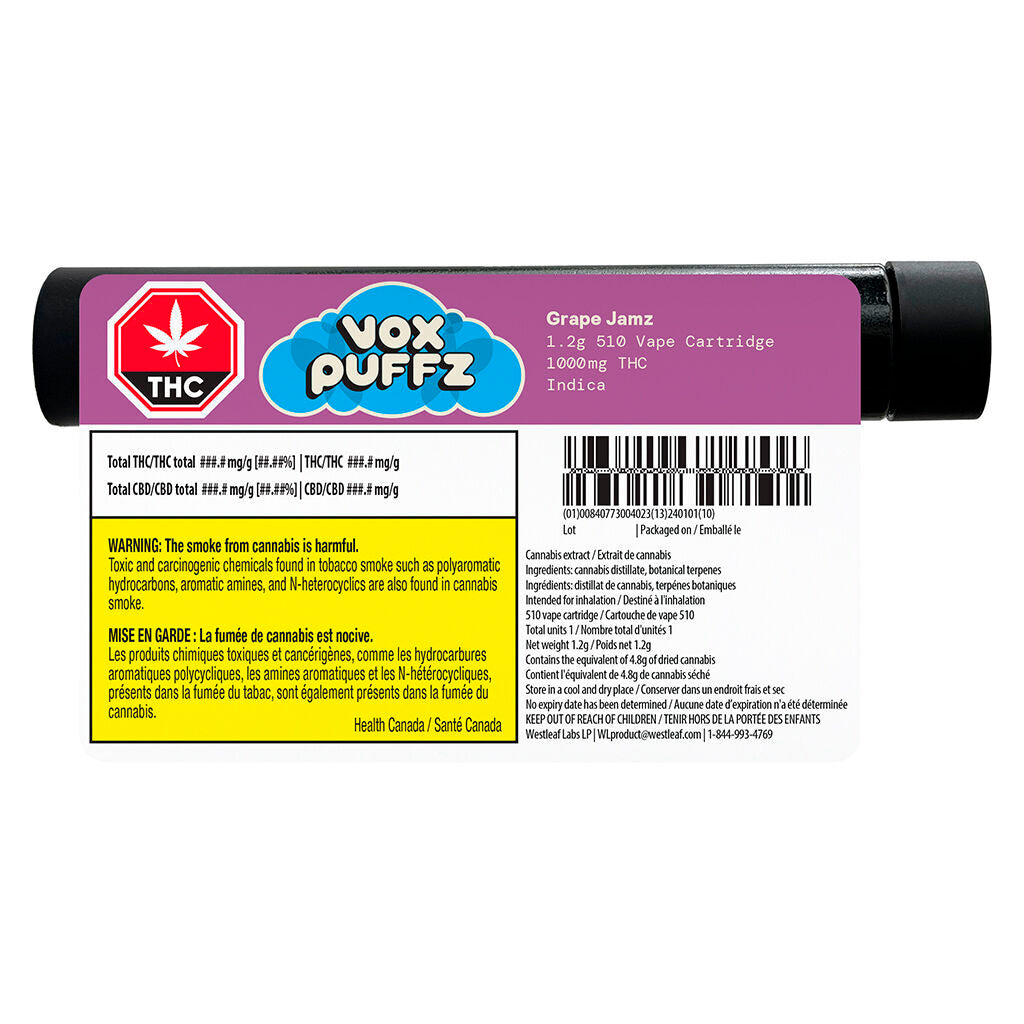 Cartouche à filetage 510 Grape Jamz 1 000 THC - 