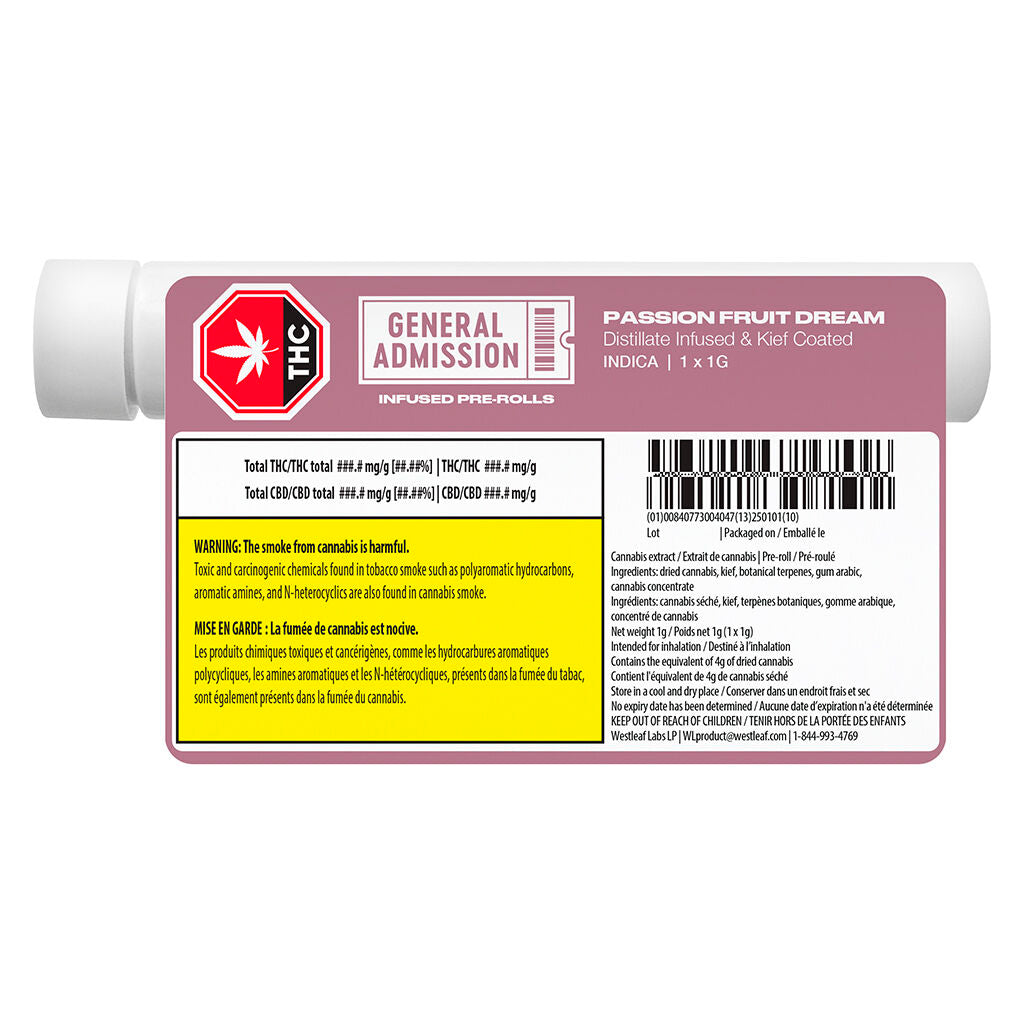 Passion Fruit Dream Distillate Infused Pre-roll - 