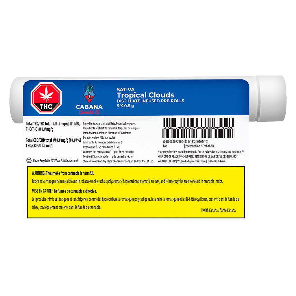 Tropical Clouds Sativa Distillate Infused Pre-roll - 