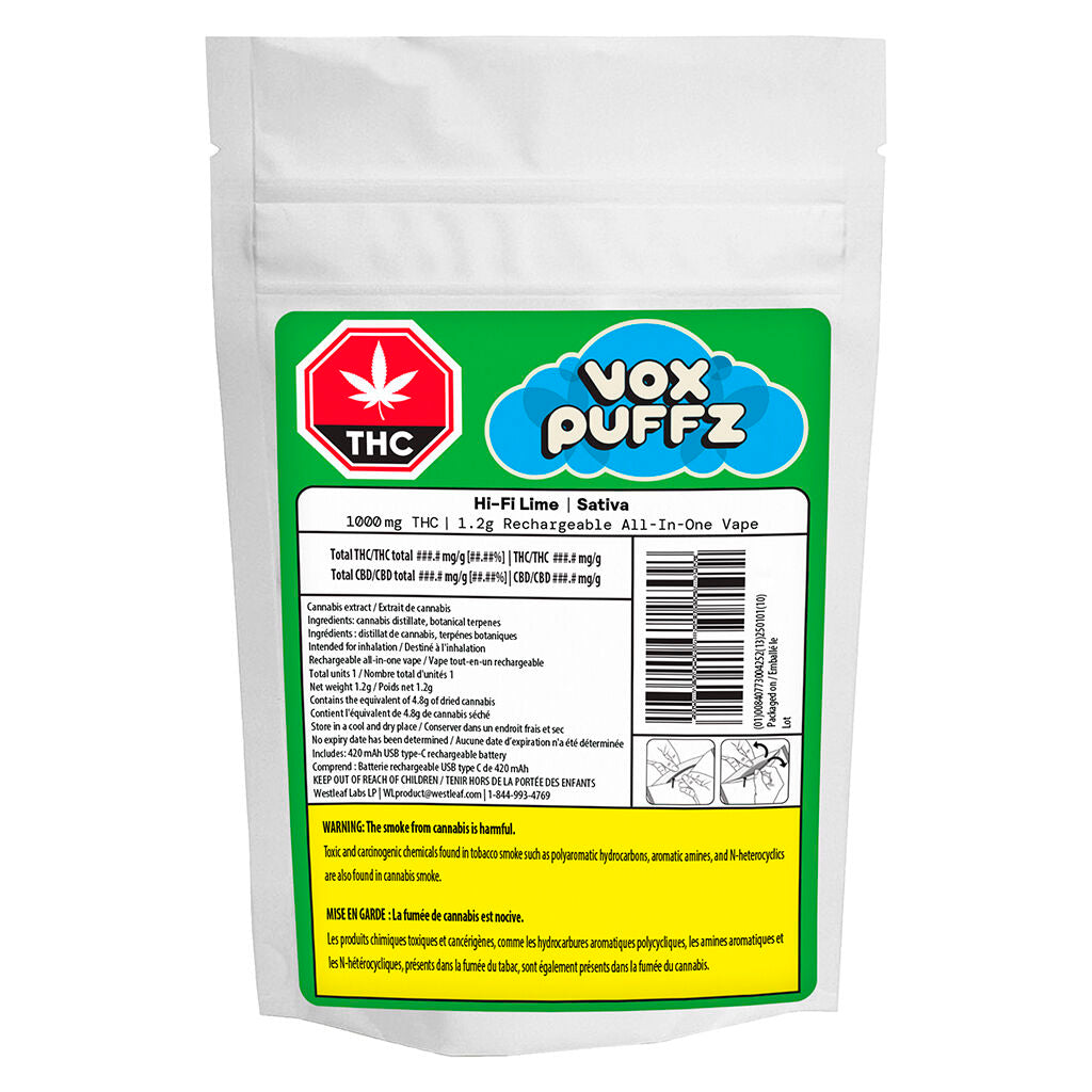 Vapoteuse rechargeable tout-en-un- 1,2g 1000 mg THC Hi-Fi Li - 
