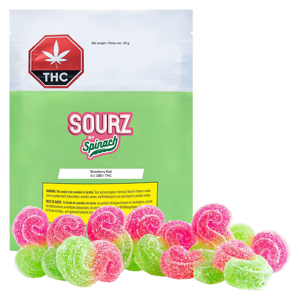 SOURZ by Spinach - gélifiés fraise-kiwi 5:1 CBD+THC - 