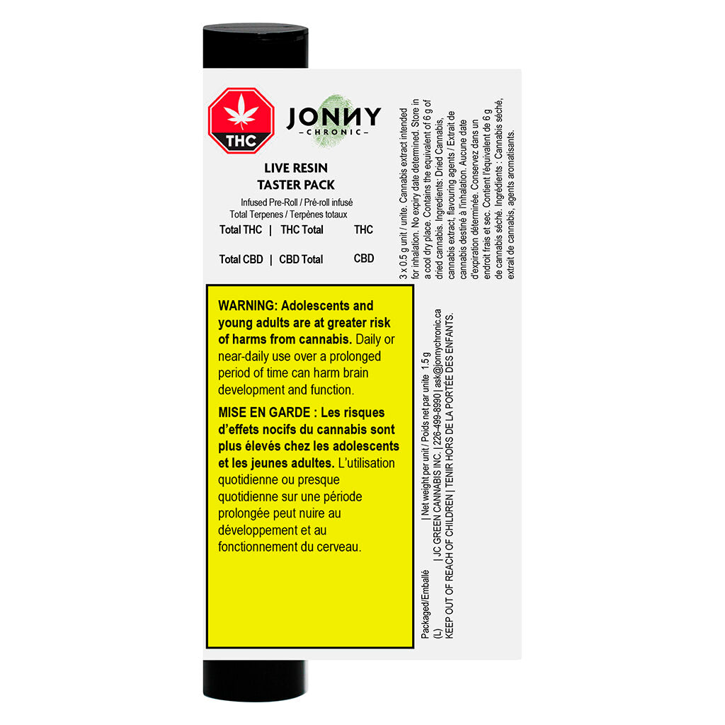 Préroulé infusé à la résine vivante Taster Pack - 