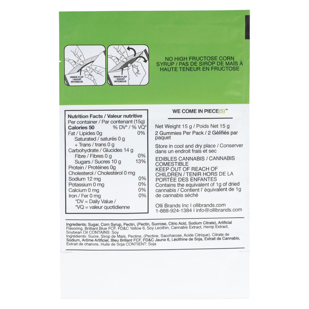 Pomme verte acidulée 1:1 CBG Fruit Chews - 