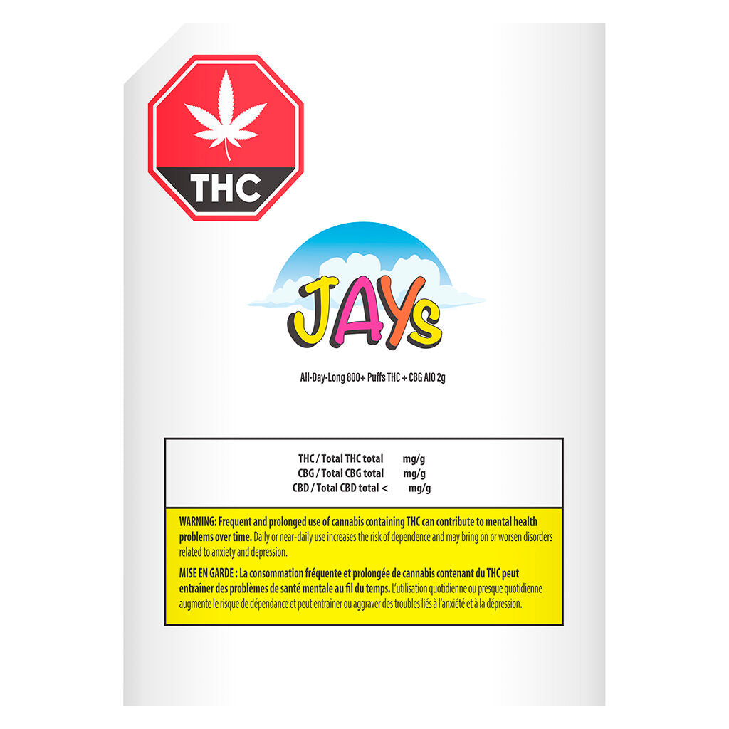 AIO 800+ bouffées de THC + CBG pour toute la journée - 